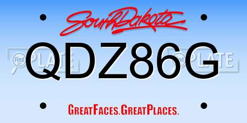 QDZ86G South Dakota License Plate