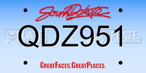 QDZ951 South Dakota License Plate
