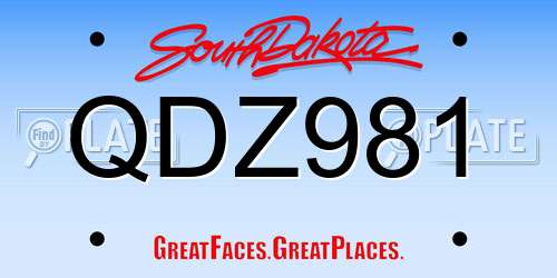 QDZ981 South Dakota License Plate