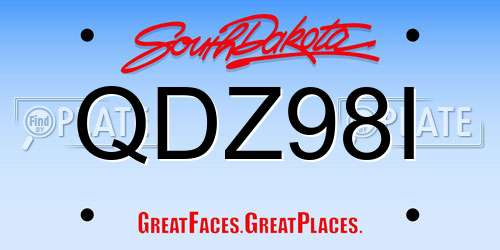 QDZ98I South Dakota License Plate