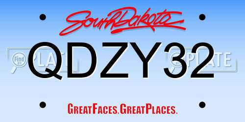 QDZY32 South Dakota License Plate