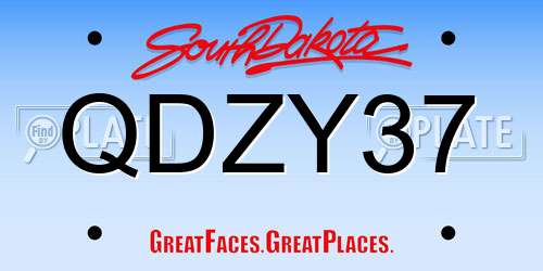 QDZY37 South Dakota License Plate