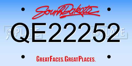 QE22252 South Dakota License Plate