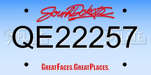 QE22257 South Dakota License Plate