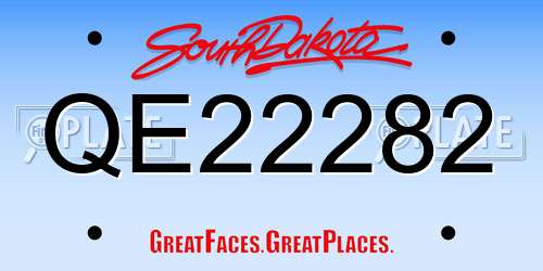 QE22282 South Dakota License Plate