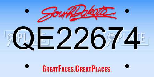 QE22674 South Dakota License Plate