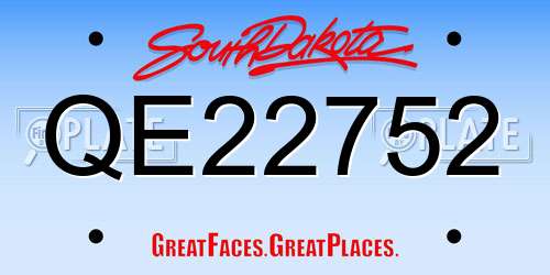 QE22752 South Dakota License Plate