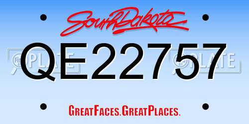 QE22757 South Dakota License Plate