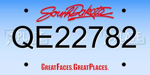 QE22782 South Dakota License Plate