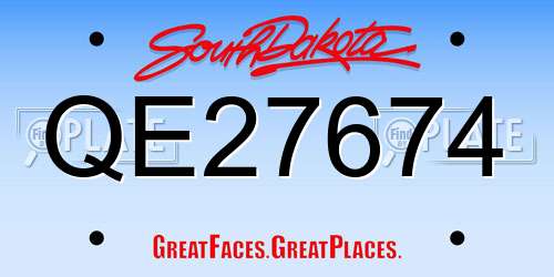 QE27674 South Dakota License Plate