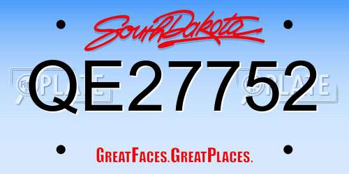 QE27752 South Dakota License Plate