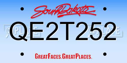 QE2T252 South Dakota License Plate