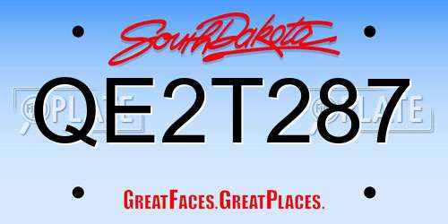 QE2T287 South Dakota License Plate