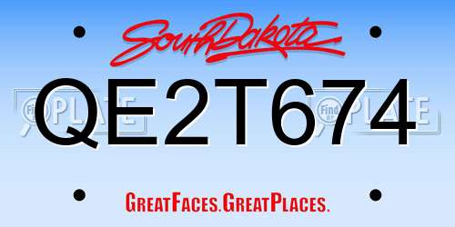 QE2T674 South Dakota License Plate