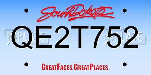 QE2T752 South Dakota License Plate
