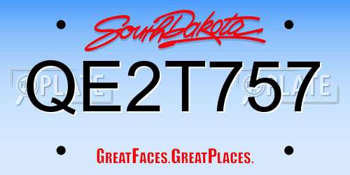 QE2T757 South Dakota License Plate