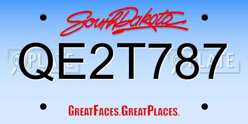 QE2T787 South Dakota License Plate