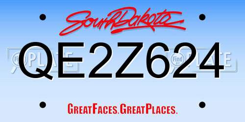 QE2Z624 South Dakota License Plate