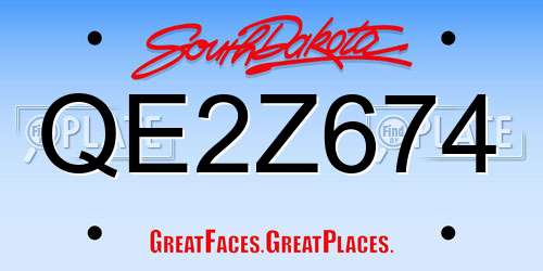QE2Z674 South Dakota License Plate
