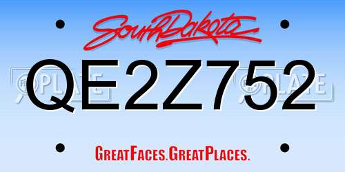 QE2Z752 South Dakota License Plate