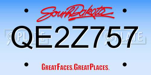 QE2Z757 South Dakota License Plate