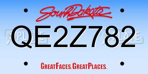 QE2Z782 South Dakota License Plate