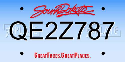QE2Z787 South Dakota License Plate