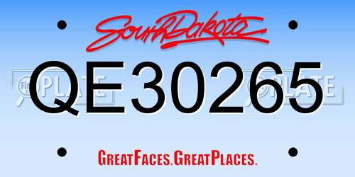 QE30265 South Dakota License Plate
