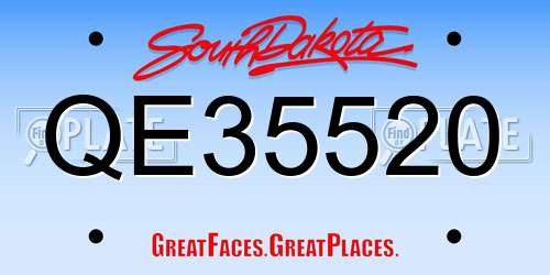 QE35520 South Dakota License Plate
