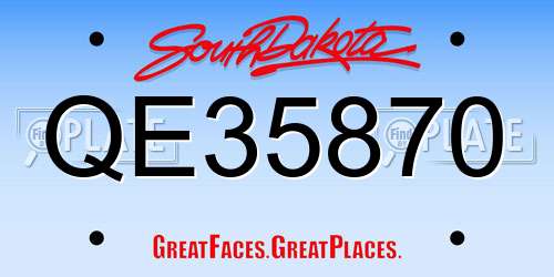 QE35870 South Dakota License Plate