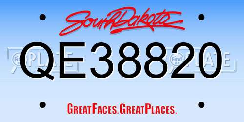 QE38820 South Dakota License Plate