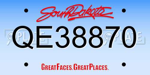 QE38870 South Dakota License Plate