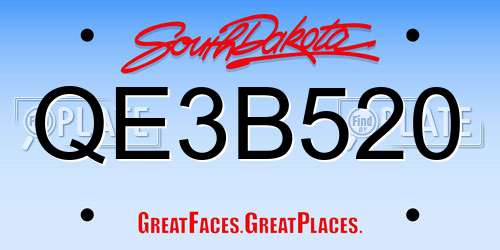 QE3B520 South Dakota License Plate