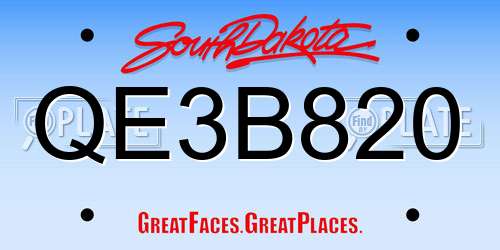 QE3B820 South Dakota License Plate