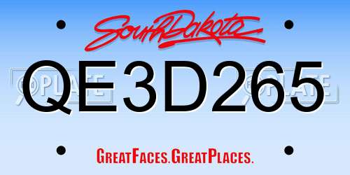 QE3D265 South Dakota License Plate