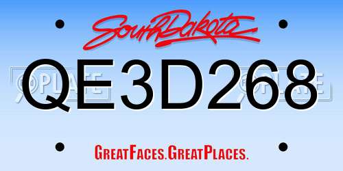 QE3D268 South Dakota License Plate