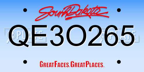 QE3O265 South Dakota License Plate