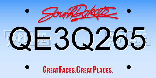 QE3Q265 South Dakota License Plate