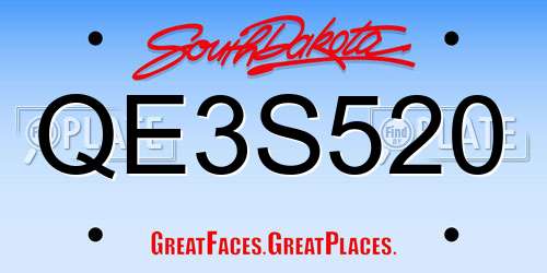 QE3S520 South Dakota License Plate