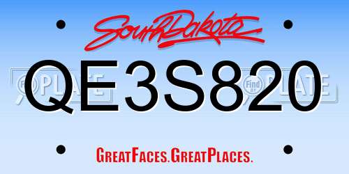 QE3S820 South Dakota License Plate