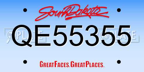 QE55355 South Dakota License Plate
