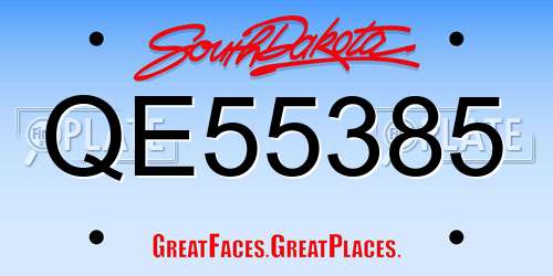 QE55385 South Dakota License Plate