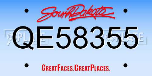 QE58355 South Dakota License Plate
