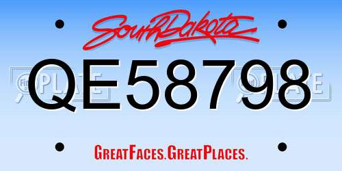 QE58798 South Dakota License Plate