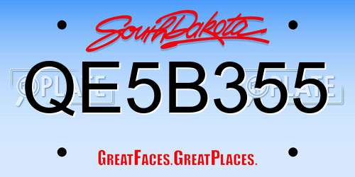 QE5B355 South Dakota License Plate
