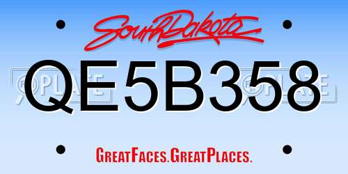 QE5B358 South Dakota License Plate