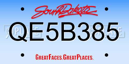 QE5B385 South Dakota License Plate