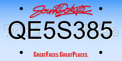 QE5S385 South Dakota License Plate