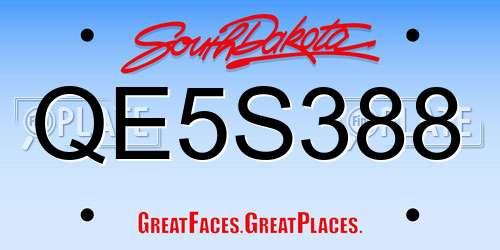QE5S388 South Dakota License Plate