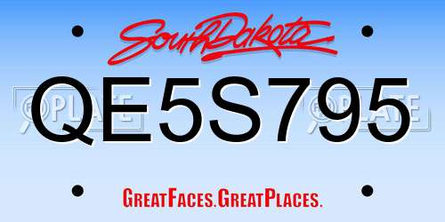QE5S795 South Dakota License Plate